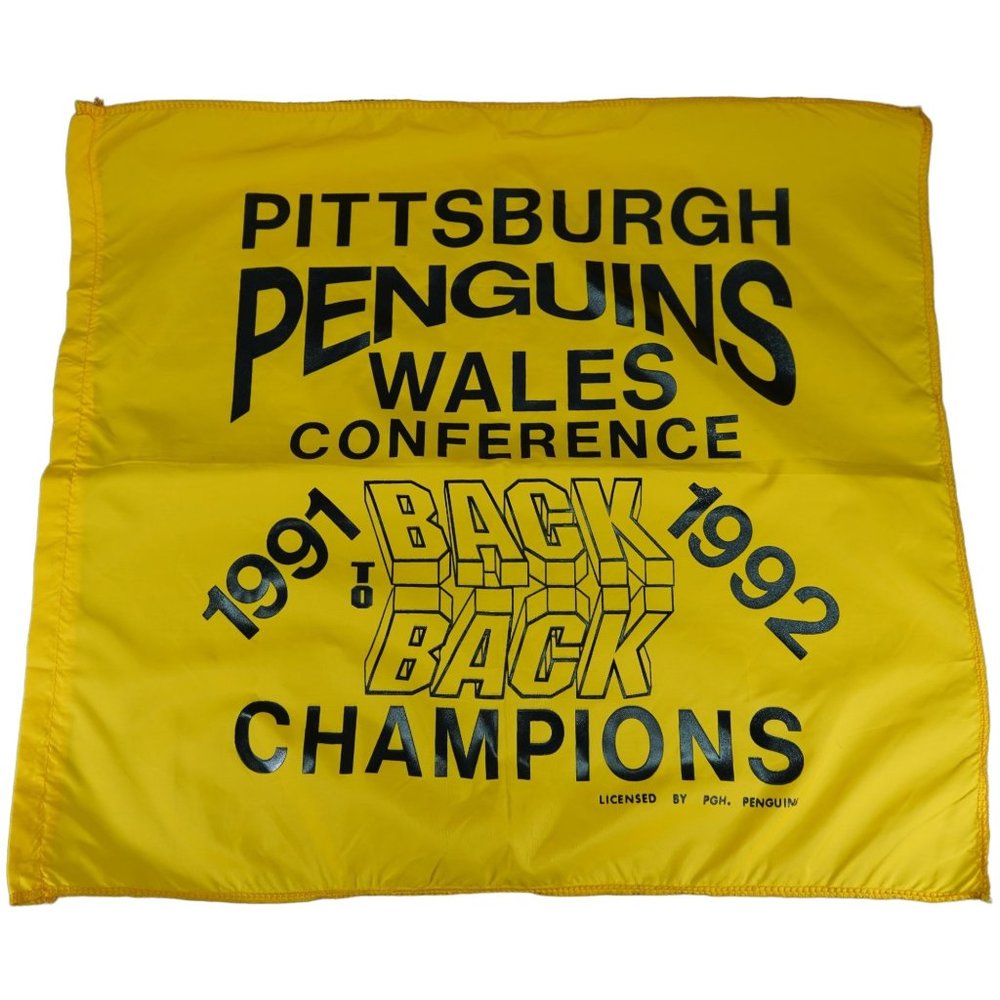 VTG Pittsburgh Penguins 1991-92 Back to Back Wales Conference Flag 21"x19.5"